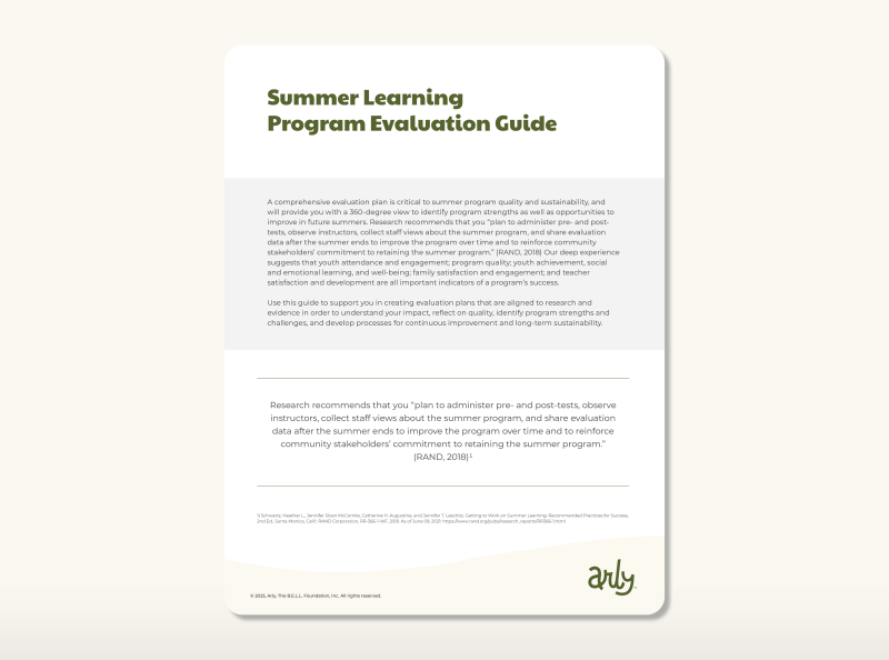 Summer Learning program evaluation guide Images